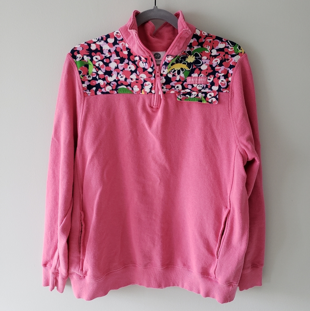 Simply Southern Pink & Floral 1/4 Zip Pullover szM